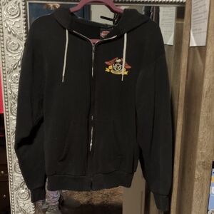 Vintage Harley-Davidson Black Hoodie with Orange Logo